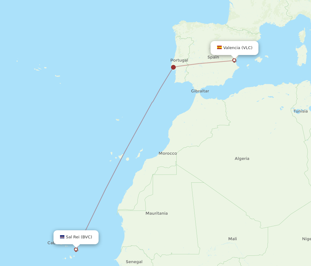 BVC-VLC flight routes