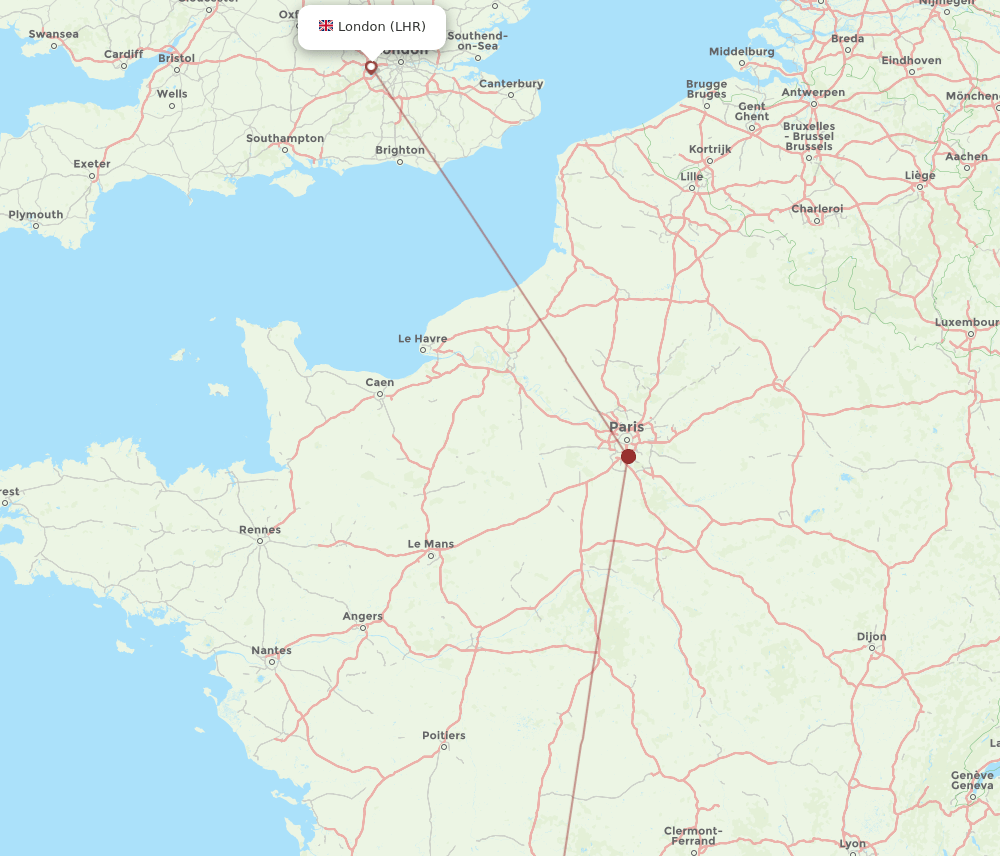 BVE-LHR flight routes