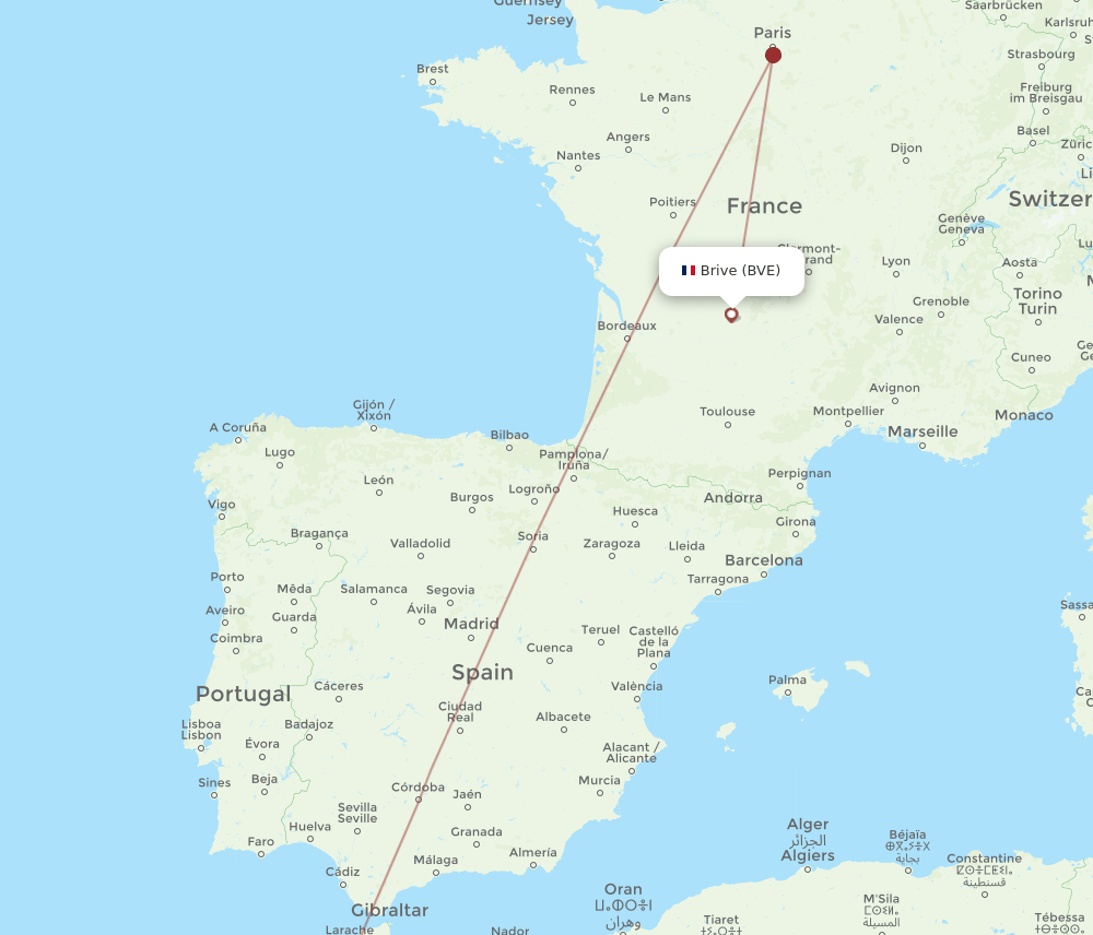 BVE to RBA flights and routes map