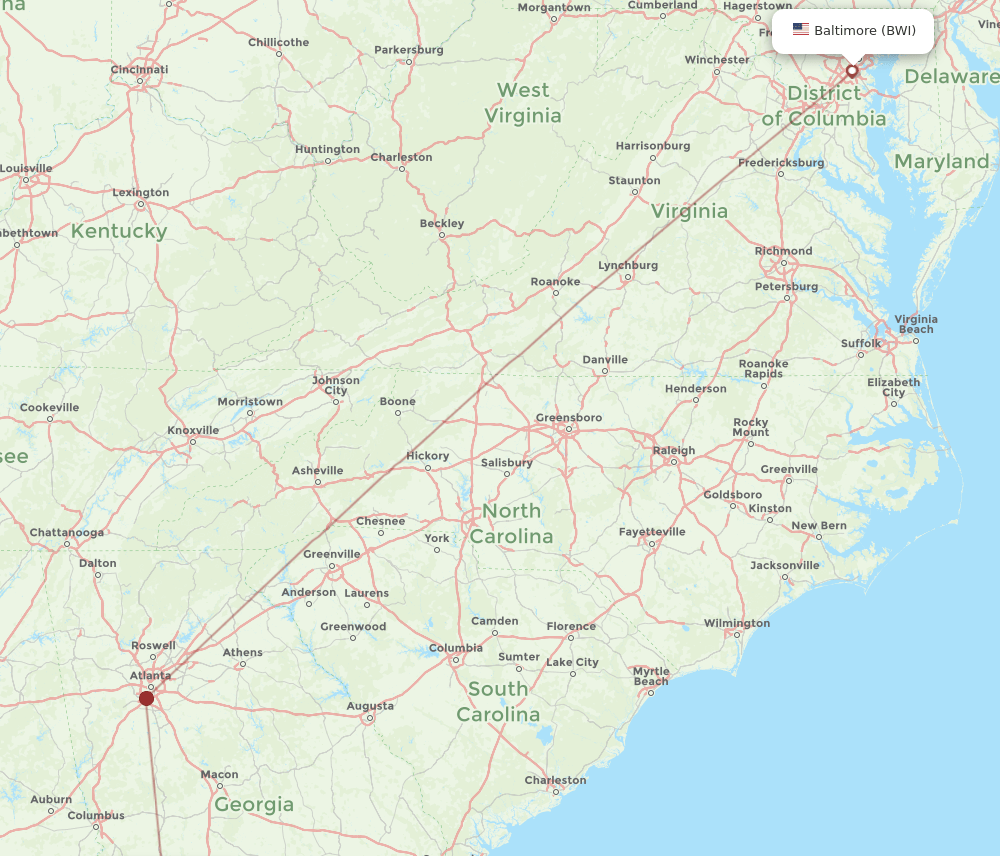 BWI-ABY flight routes