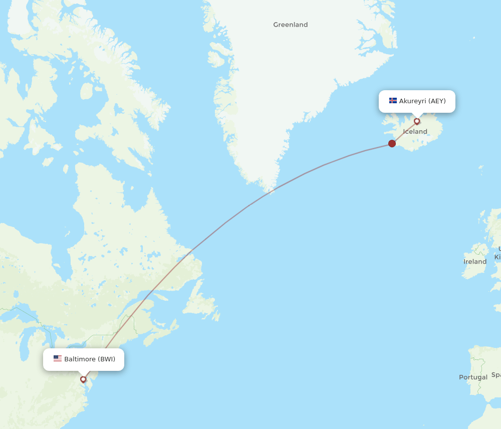 BWI-AEY flight routes