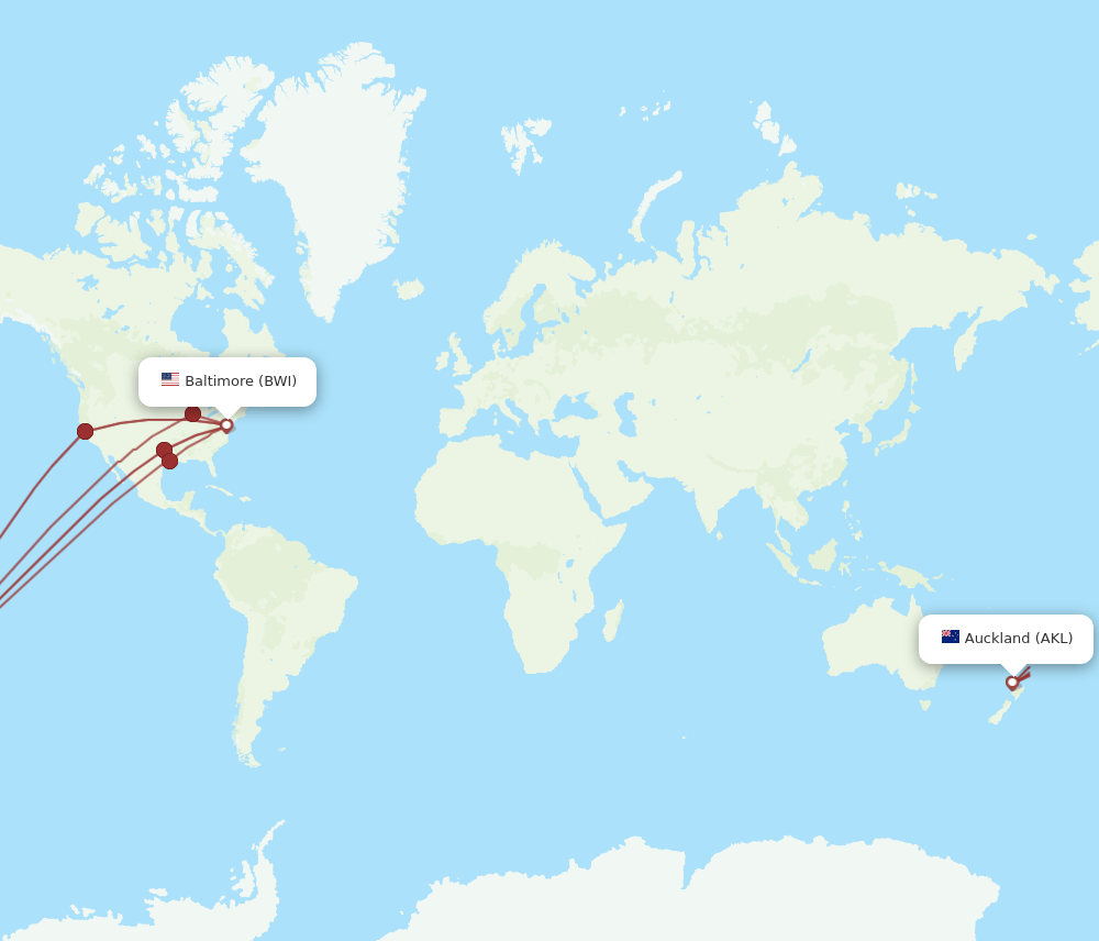 BWI-AKL flight routes
