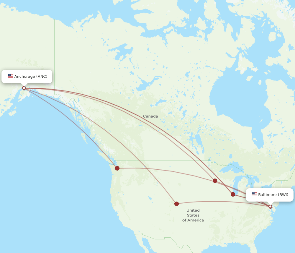 BWI-ANC flight routes