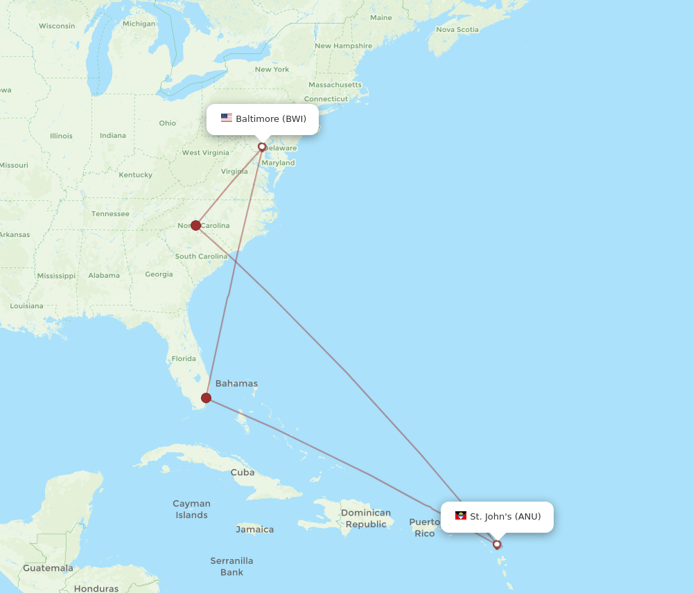 BWI-ANU flight routes