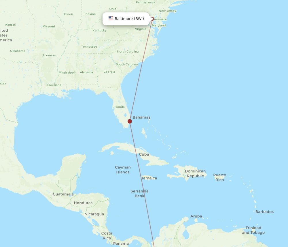 BWI-AXM flight routes
