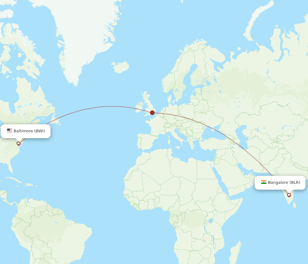 BWI-BLR flight routes
