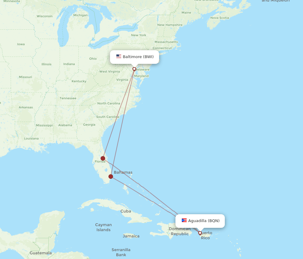 BWI-BQN flight routes