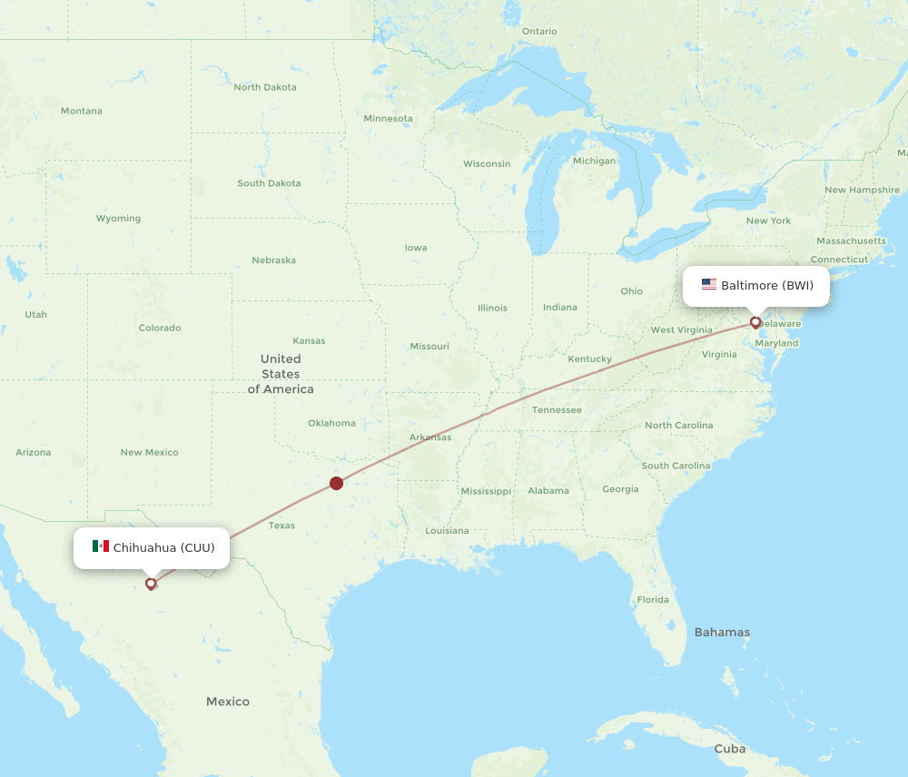 BWI-CUU flight routes
