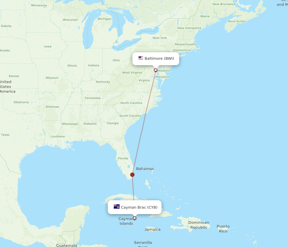 BWI-CYB flight routes
