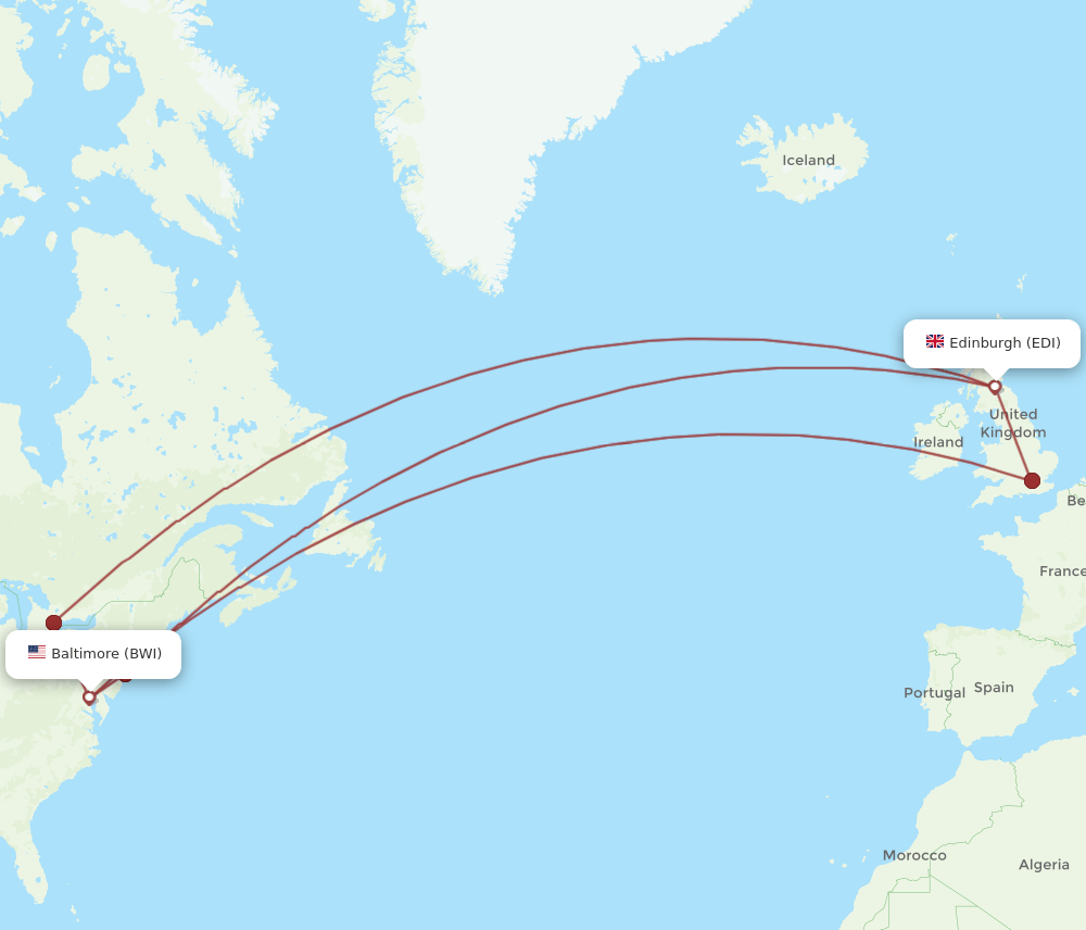 BWI-EDI flight routes