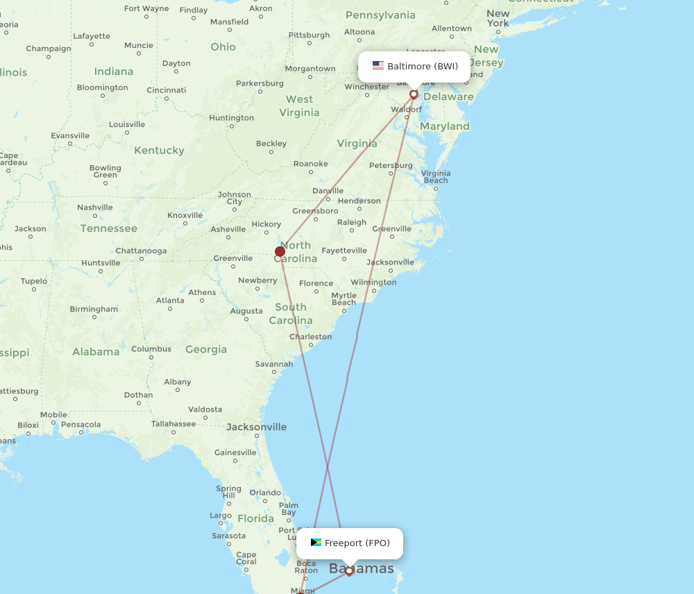 BWI-FPO flight routes