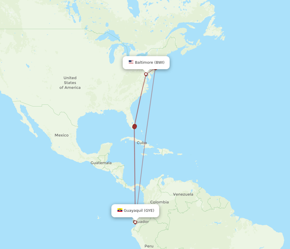 BWI-GYE flight routes