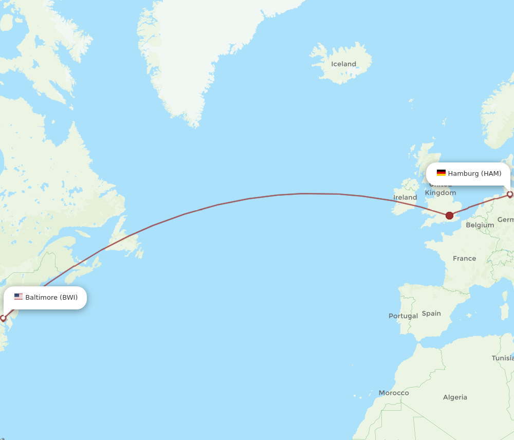 BWI-HAM flight routes