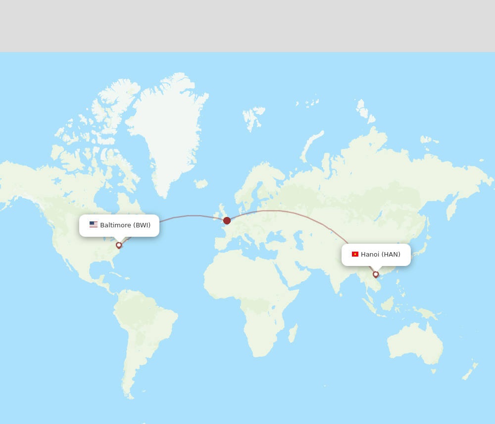 BWI-HAN flight routes