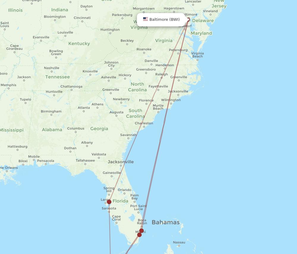 BWI-HAV flight routes
