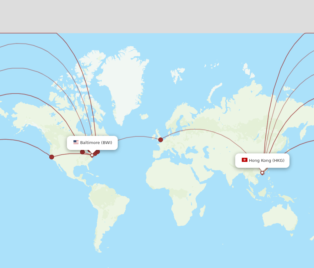 BWI to HKG flights and routes map