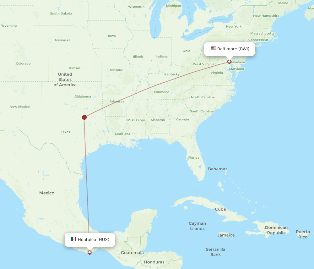 BWI-HUX flight routes