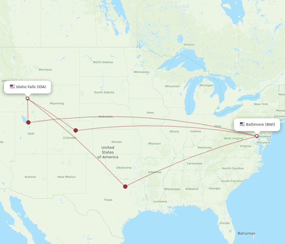 BWI-IDA flight routes