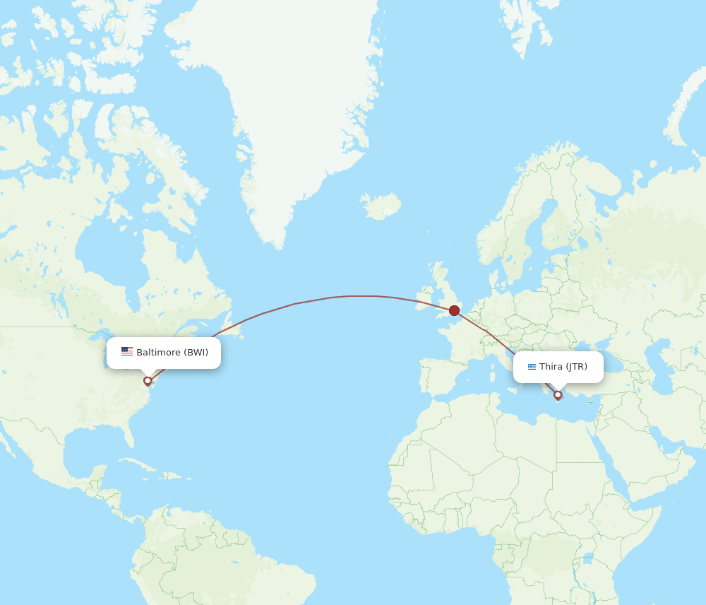 BWI-JTR flight routes