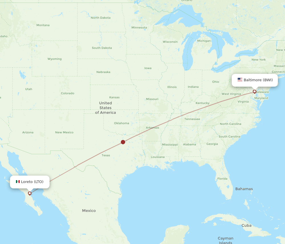 BWI-LTO flight routes