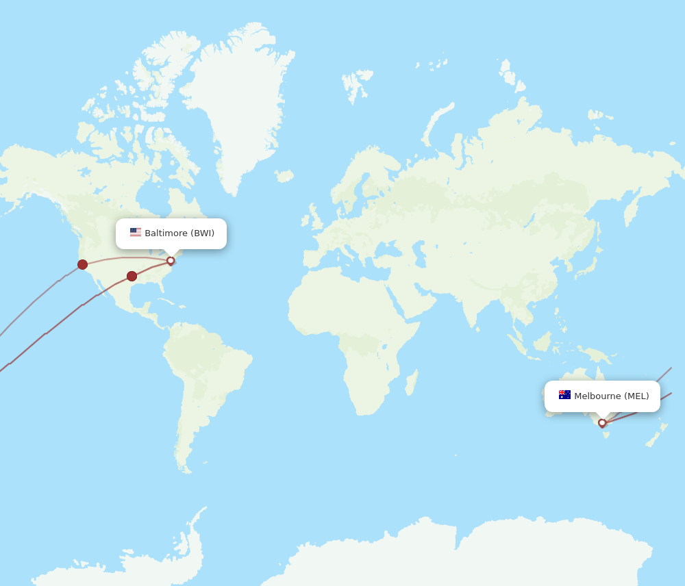 BWI-MEL flight routes