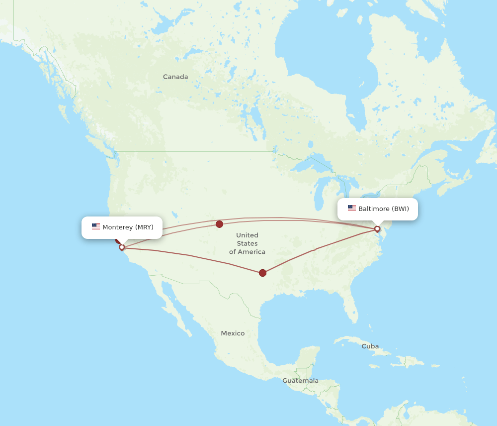 BWI-MRY flight routes