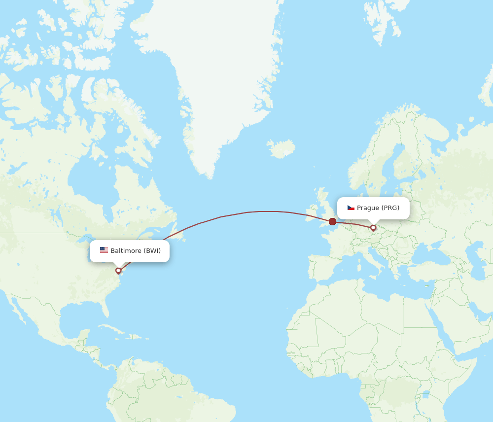 BWI-PRG flight routes