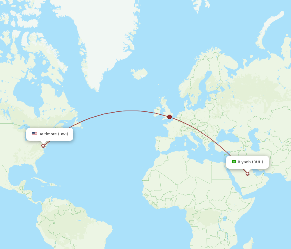 BWI-RUH flight routes