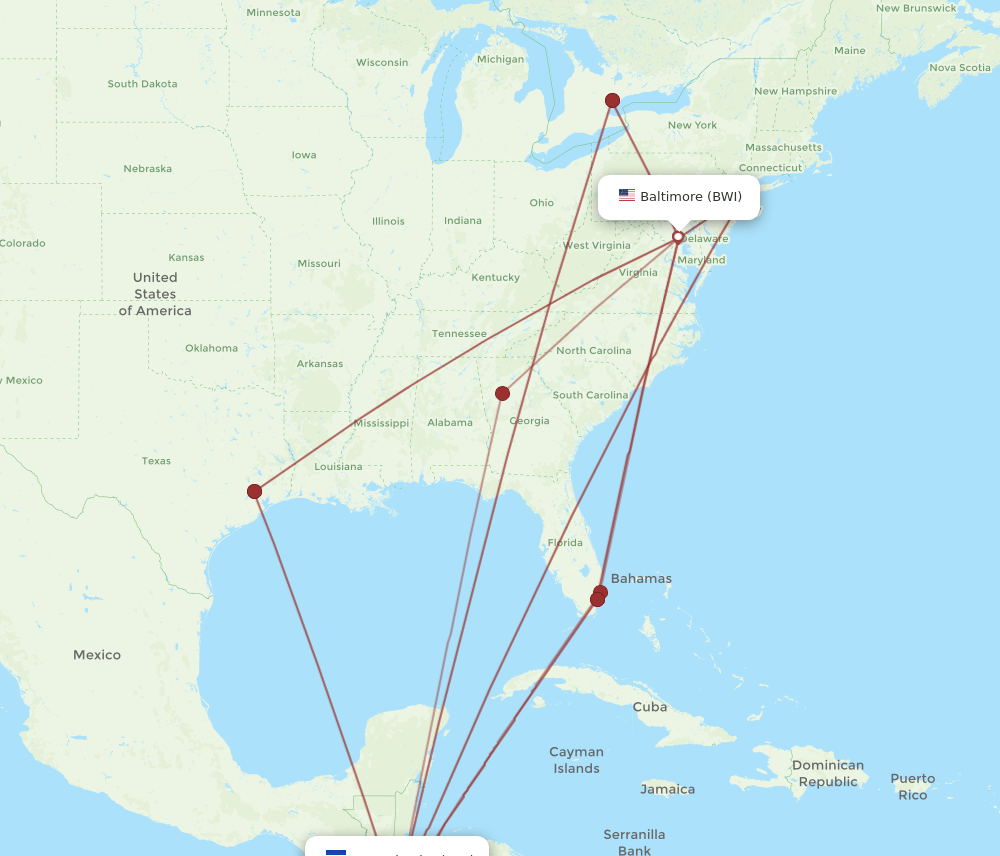 BWI-SAL flight routes