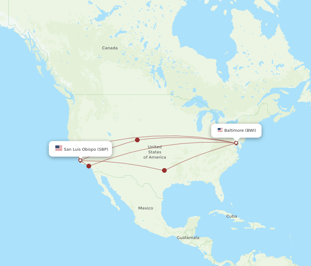 BWI-SBP flight routes