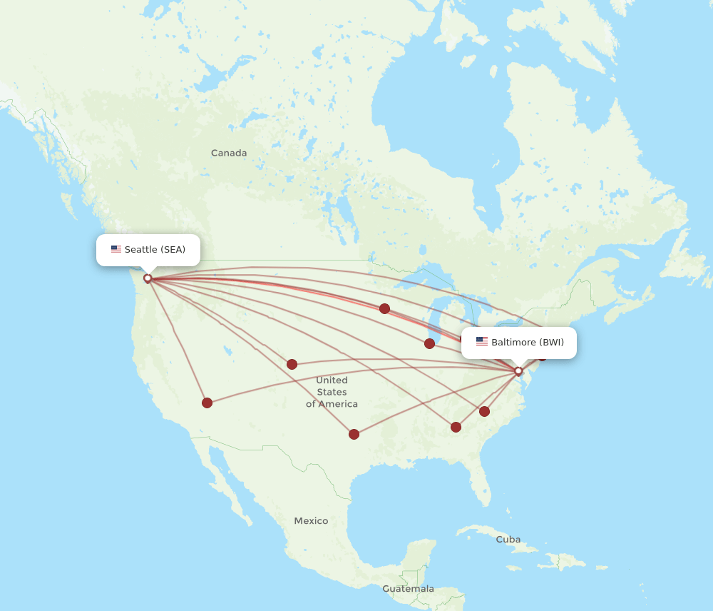 BWI-SEA flight routes