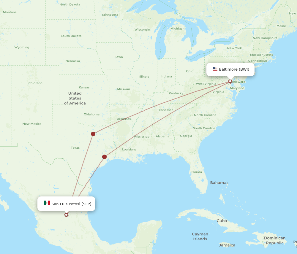 BWI-SLP flight routes