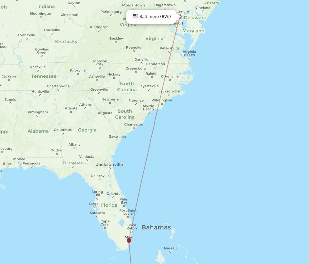 BWI-SNU flight routes