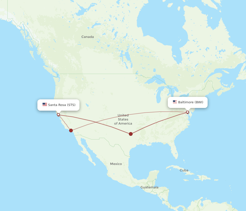 BWI to STS flights and routes map
