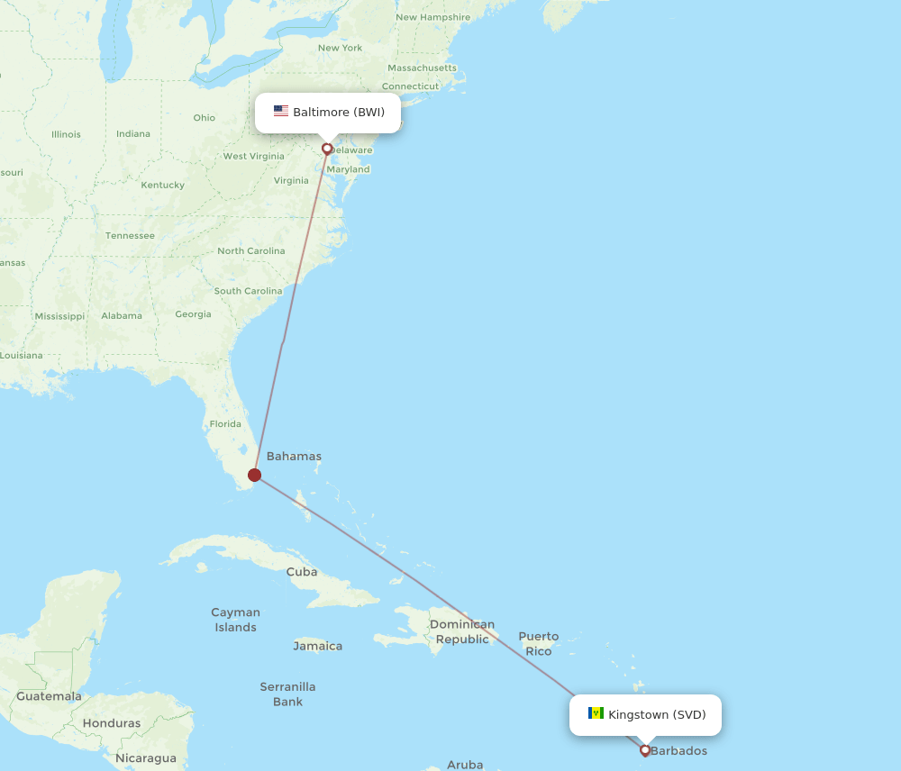 BWI-SVD flight routes
