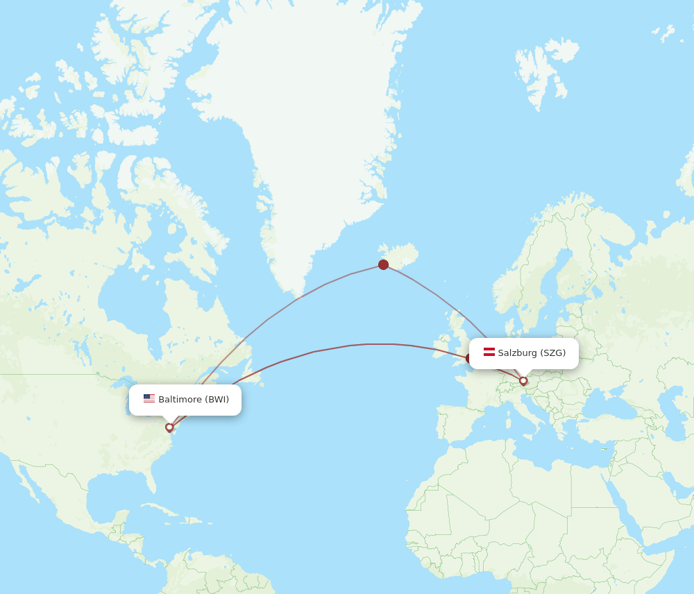BWI-SZG flight routes