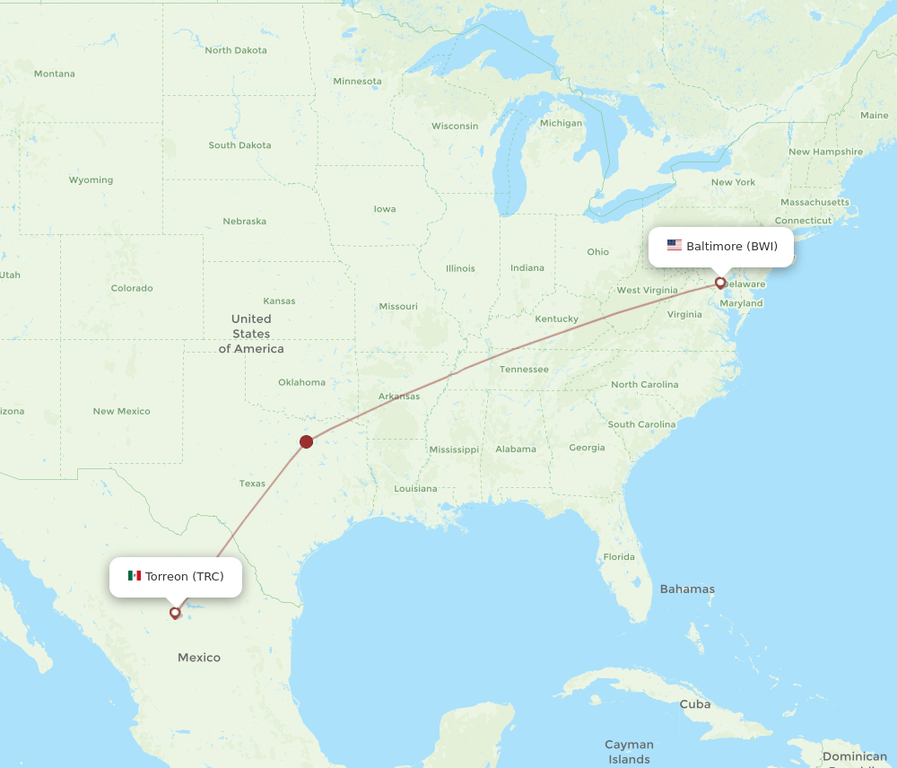 BWI-TRC flight routes