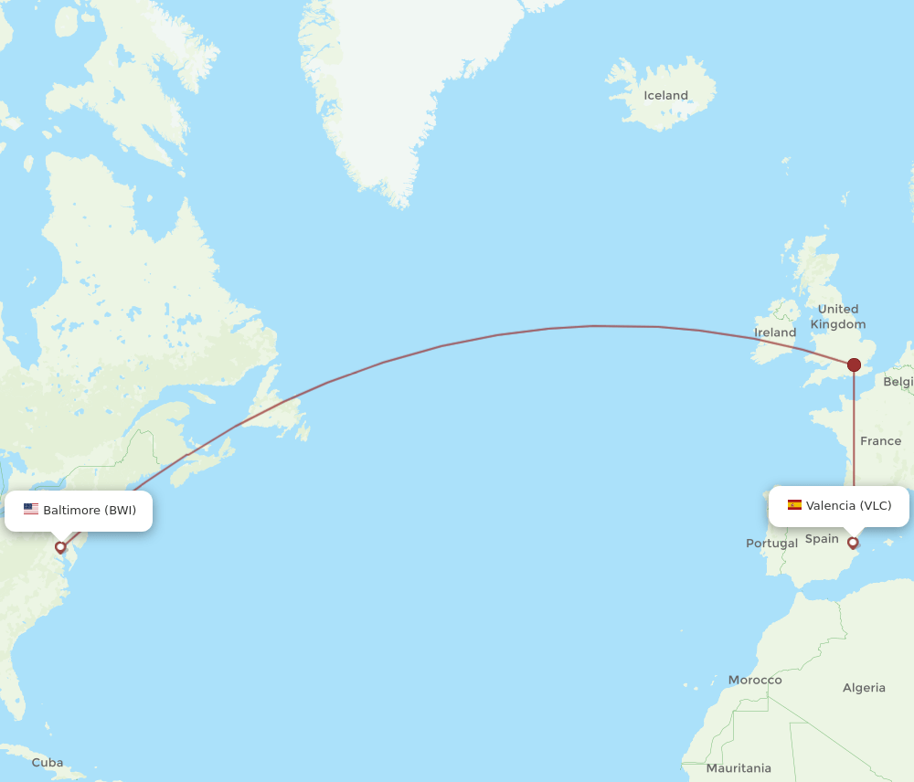 BWI-VLC flight routes