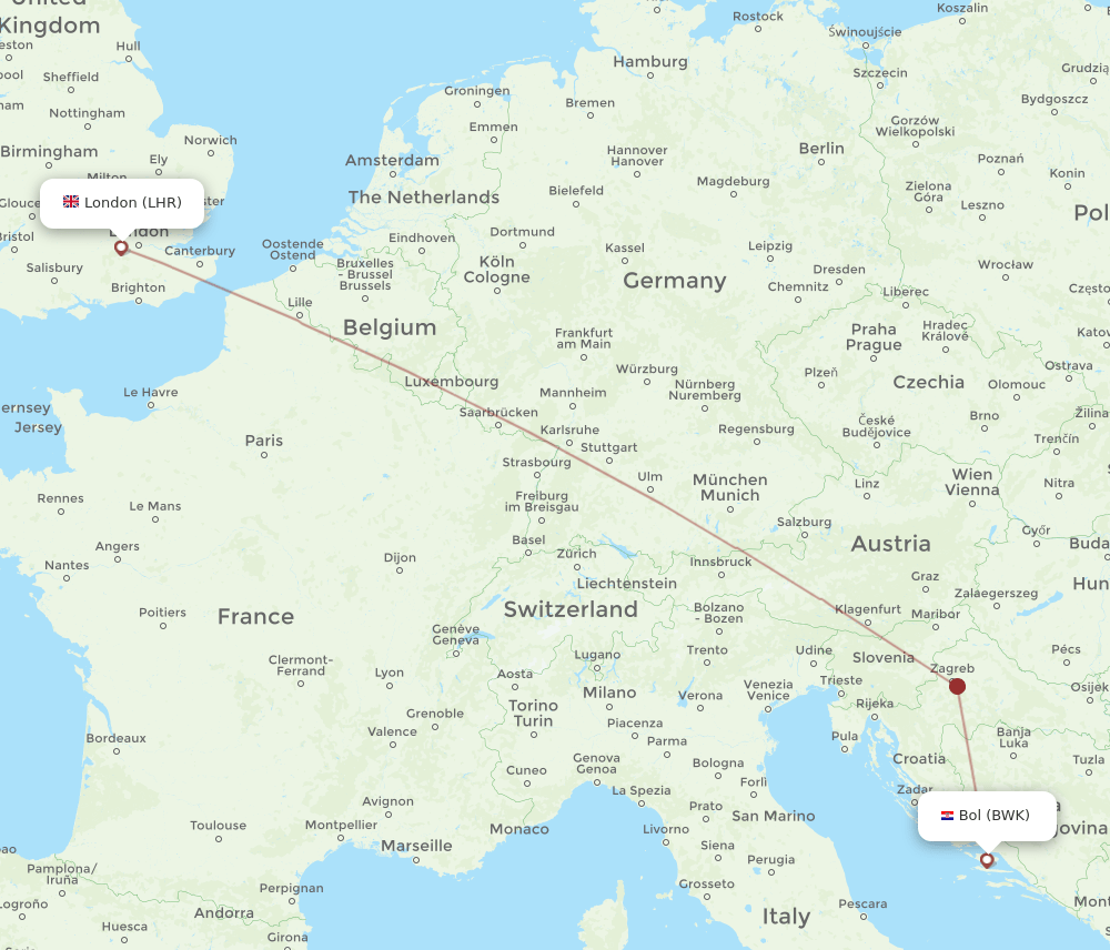 BWK-LHR flight routes