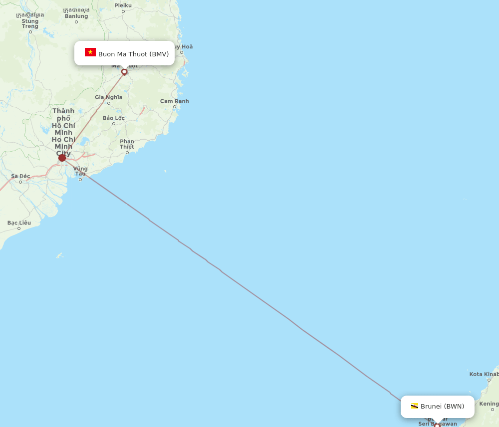 BWN-BMV flight routes