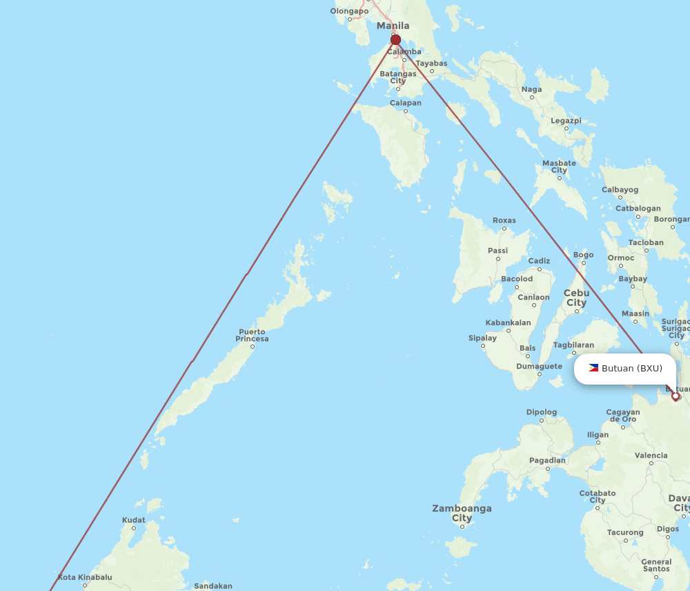 BWN-BXU flight routes