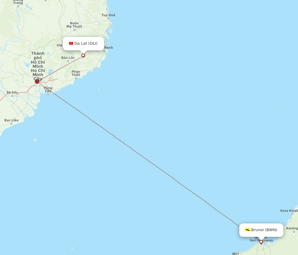 BWN-DLI flight routes