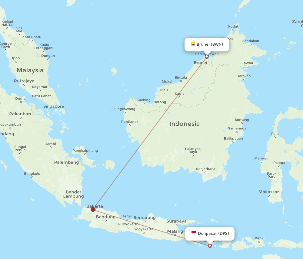 BWN-DPS flight routes