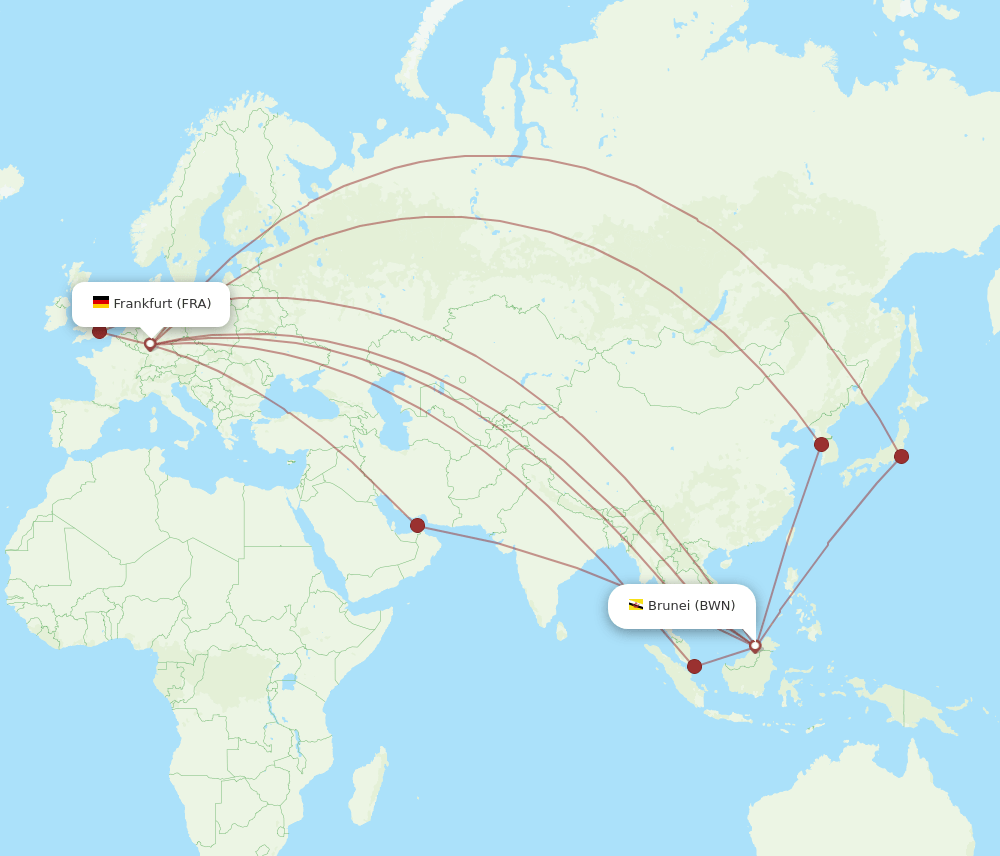 BWN-FRA flight routes