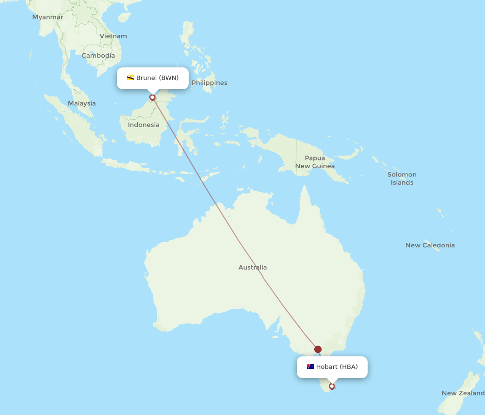 BWN-HBA flight routes