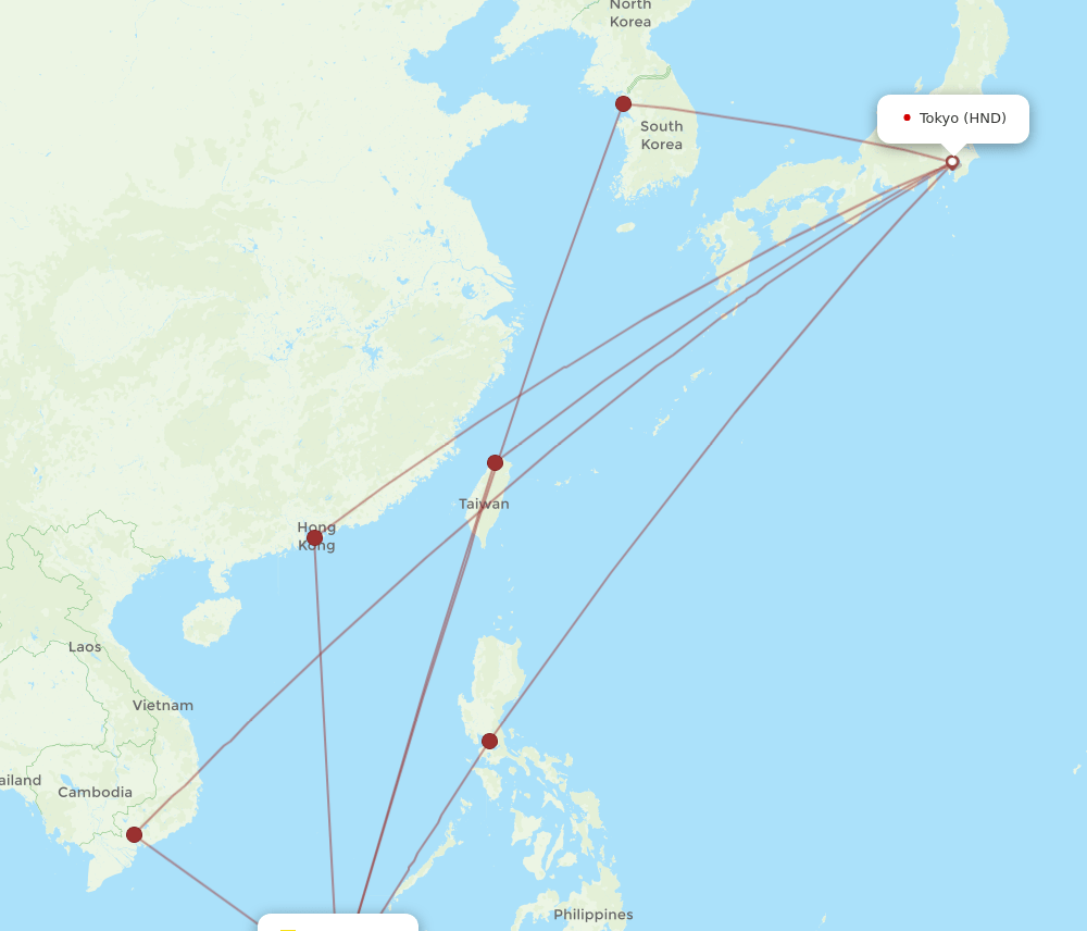 BWN-HND flight routes