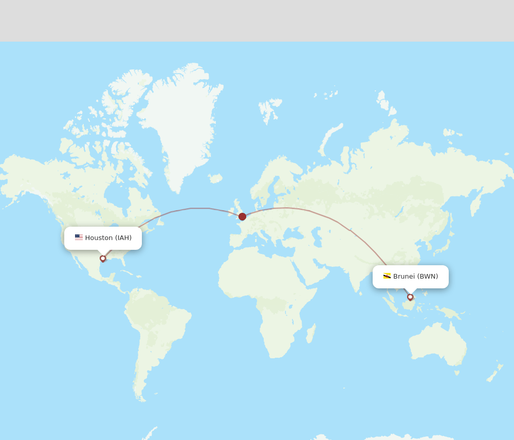Houston - Bandar Seri Begawan route map and flight paths