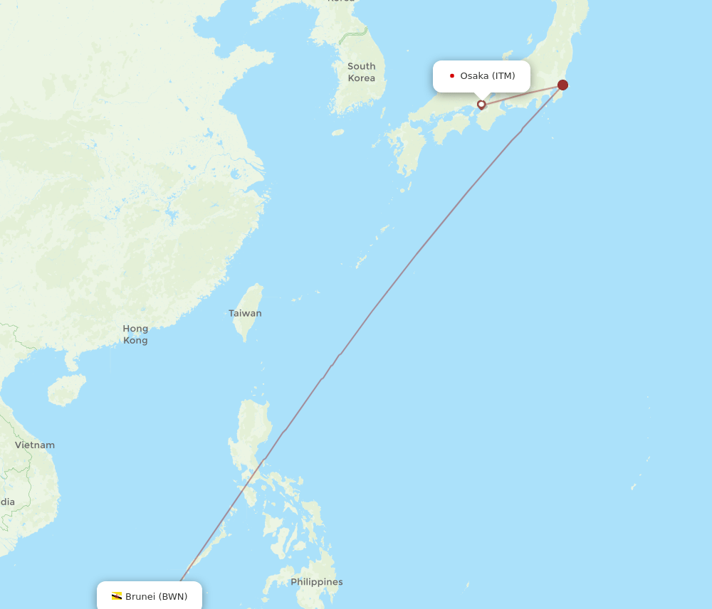 BWN-ITM flight routes