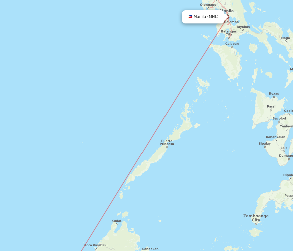 BWN to MNL flights and routes map