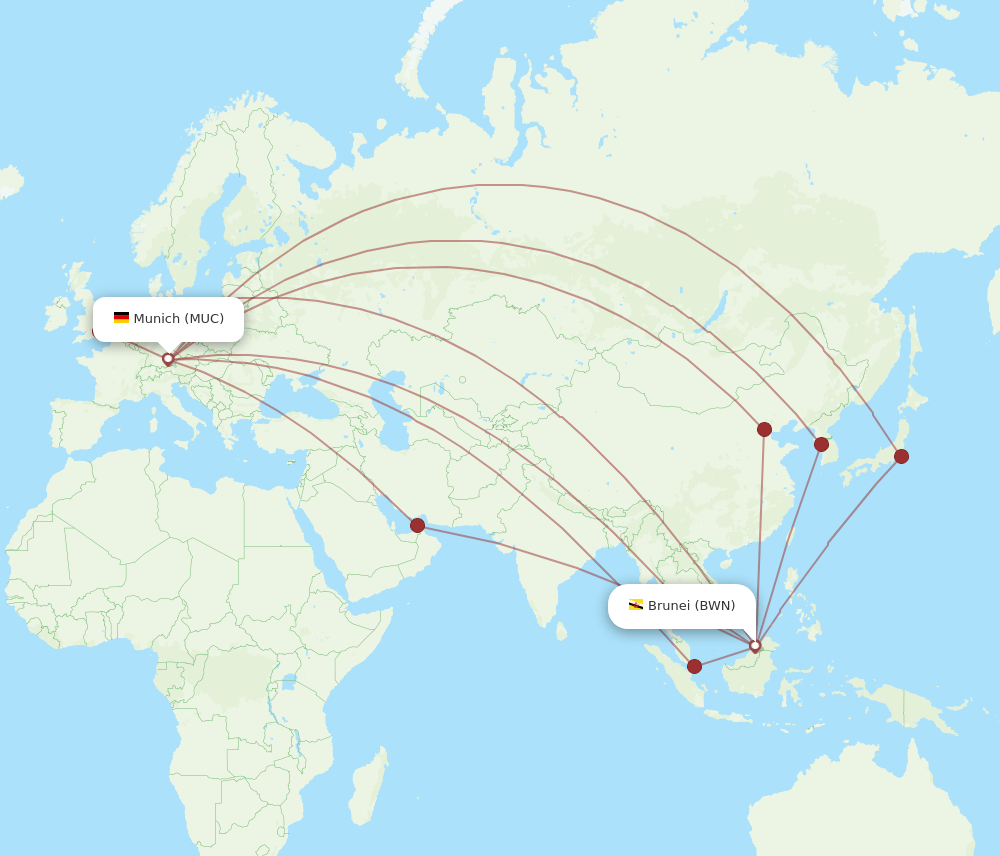 BWN-MUC flight routes